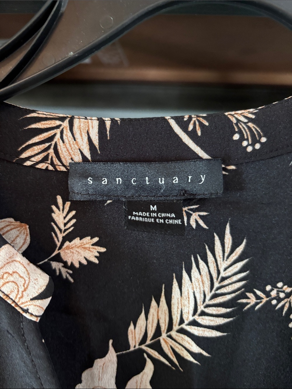 Sanctuary Floral Tiered Long-Sleeve Dress - Black with Beige Floral med - Picture 3 of 4